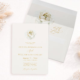 Elegant Ivory Floral Wedding Invitation Kaart