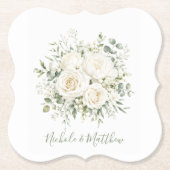 Elegant Ivory Floral Wedding Kartonnen Onderzetters (Voorkant)