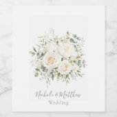 Elegant Ivory Floral Wedding Wijn Etiket (Enkel label)