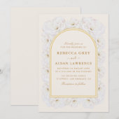 Elegant Ivory Floral with Gold Arch Frame wedding  Kaart (Voorkant / Achterkant)