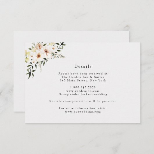 Elegant Ivory Florals en Greenery Details Kaart (Voorkant / Achterkant)