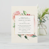 Elegant Ivory Garden Floral Wedding Kaart (Staand voorkant)