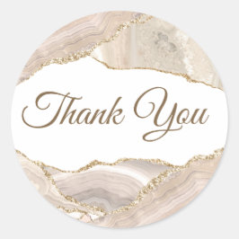 Elegant Ivory Gold Agate Hartelijk dank Ronde Sticker