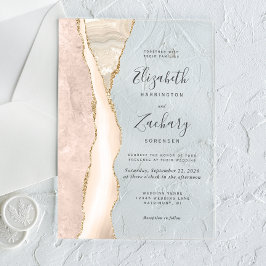 Elegant Ivory Gold Agate Wedding Acryl Uitnodigingen