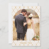 Elegant Ivory Gold Arch Photo Wedding Bedankkaart (Voorkant)