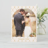Elegant Ivory Gold Arch Photo Wedding Bedankkaart (Staand voorkant)