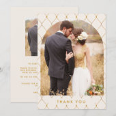 Elegant Ivory Gold Arch Photo Wedding Bedankkaart (Voorkant / Achterkant)