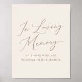 Elegant Ivory Gold Calligraphy In Loving Memory Poster (Voorkant)