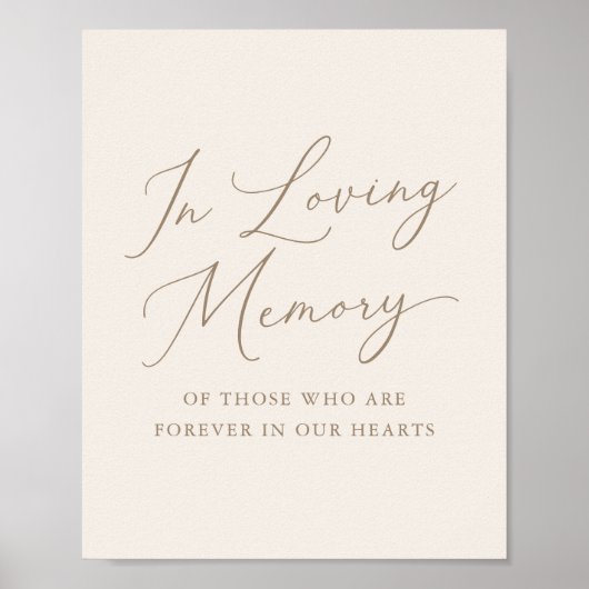 Elegant Ivory Gold Calligraphy In Loving Memory Poster (Voorkant)
