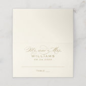 Elegant Ivory Gold Calligraphy Weddenemonogram Plaatskaartje (Buitenkant ongevouwen)