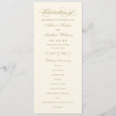 Elegant Ivory Gold Calligraphy Wedding Ceremony Programmakaart (Voorkant)