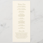 Elegant Ivory Gold Calligraphy Wedding Ceremony Programmakaart (Achterkant)