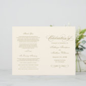 Elegant Ivory Gold Calligraphy Wedding Programs (Staand voorkant)