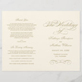 Elegant Ivory Gold Calligraphy Wedding Programs (Voorkant)