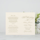 Elegant Ivory Gold Calligraphy Wedding Programs (Staand voorkant)