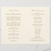 Elegant Ivory Gold Calligraphy Wedding Programs (Achterkant)