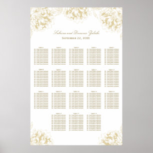 Elegant Ivory Gold Floral Peony Wedding Seding Poster