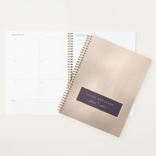 Elegant Ivory Gold Foil Name and Text Personalized Planner (Display)