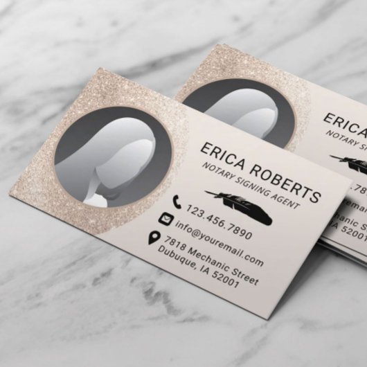 Elegant Ivory Gold Foto van Notarisseur Visitekaartje