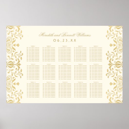 Elegant Ivory Gold  Glamour Wedding Seding Poster (Voorkant)