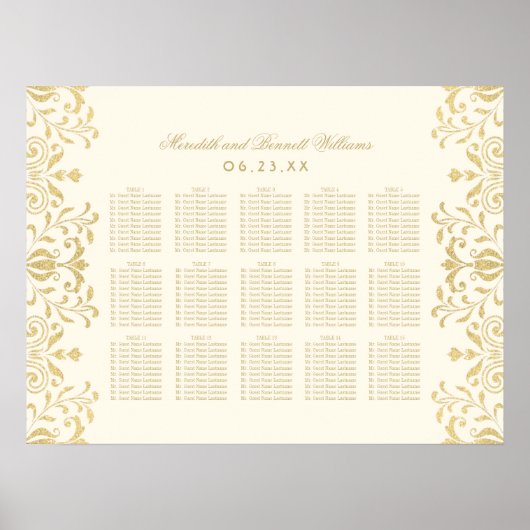 Elegant Ivory Gold  Glamour Wedding Seding Poster (Voorkant)