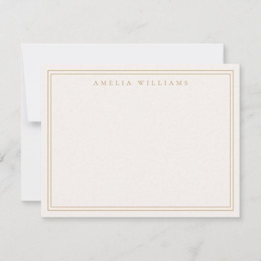 Elegant Ivory Gold Minimalist Two Border Notitiekaartje (Voorkant)