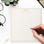 Elegant Ivory Gold Three Letter Monogram Notitieblok<br><div class="desc">Create your own personalized notepad with elegant three letter monogram initials and name with simple border design in ivory and gold color.</div>