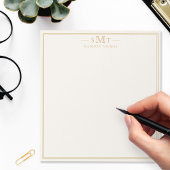 Elegant Ivory Gold Three Letter Monogram Notitieblok