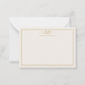 Elegant Ivory Gold Three Letter Monogram Notitiekaartje (Voorkant)
