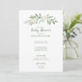 Elegant Ivory & Green Floral Baby shower Kaart (Staand voorkant)