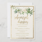 Elegant ivory green gold foliage Rehearsal Dinner Kaart (Voorkant)