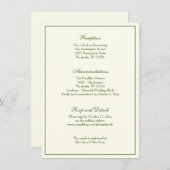 Elegant Ivory Green Wedding Reception Uitnodiging (Voorkant / Achterkant)