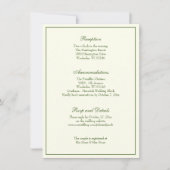 Elegant Ivory Green Wedding Reception Uitnodiging (Voorkant)