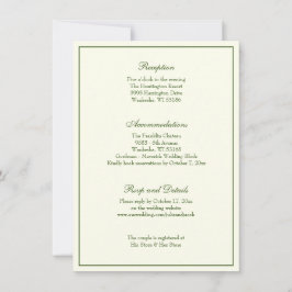 Elegant Ivory Green Wedding Reception Uitnodiging