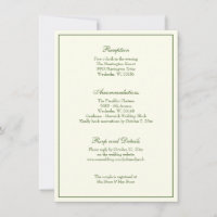 Elegant Ivory Green Wedding Reception Uitnodiging