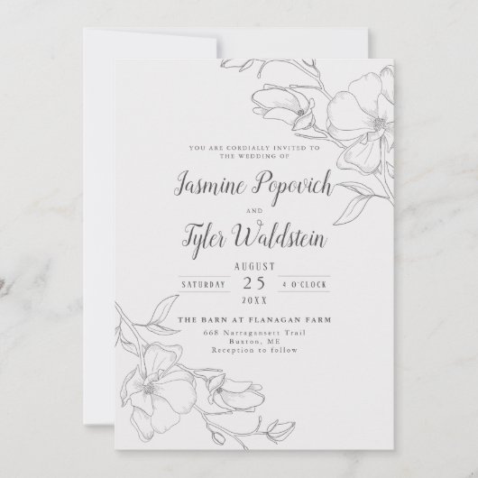 Elegant Ivory Magnolia Floral Wedding Kaart (Voorkant)