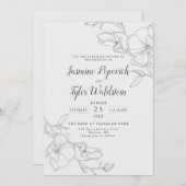 Elegant Ivory Magnolia Floral Wedding Kaart (Voorkant / Achterkant)