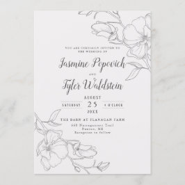 Elegant Ivory Magnolia Floral Wedding Kaart