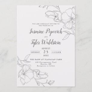 Elegant Ivory Magnolia Floral Wedding Kaart