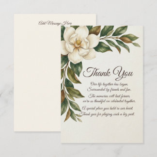 Elegant Ivory Magnolia Wedding Thank You Card Bedankkaart