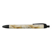 Elegant Ivory Marble and Gold Glitter Zwarte Inkt Pen (Bovenkant)