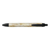 Elegant Ivory Marble and Gold Glitter Zwarte Inkt Pen (Achterkant)