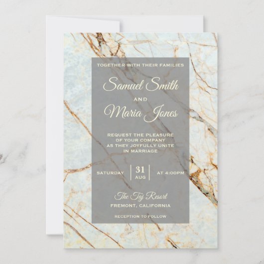 Elegant Ivory Marble Wedding Invitation Kaart (Voorkant)