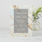 Elegant Ivory Marble Wedding Invitation Kaart (Staand voorkant)