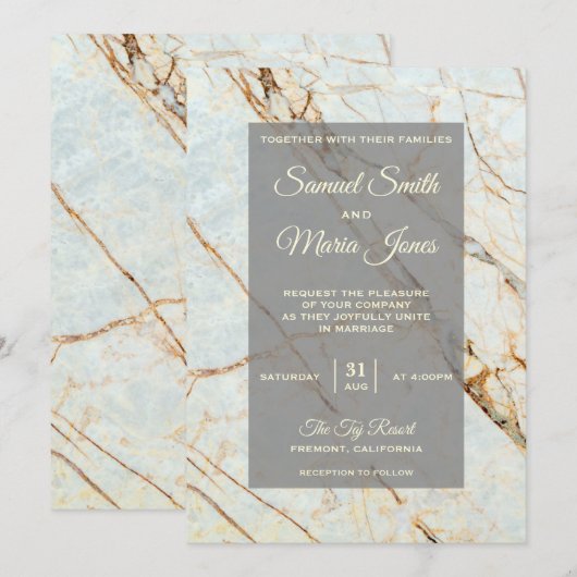 Elegant Ivory Marble Wedding Invitation Kaart (Voorkant / Achterkant)