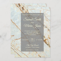 Elegant Ivory Marble Wedding Invitation