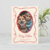 Elegant Ivory Merry Christmas Photo Feestdagenkaart (Staand voorkant)