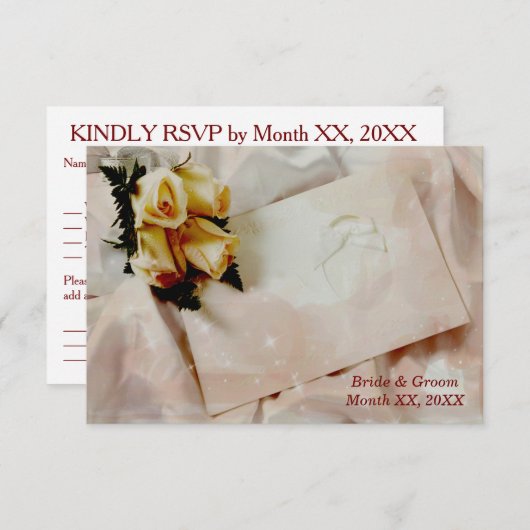 Elegant Ivory met gele rozen RSVP-Kaart Kaart (Voorkant / Achterkant)