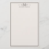 Elegant Ivory Minimalist Three Letter Monogram Briefpapier (Voorkant)