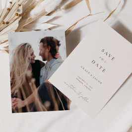 Elegant Ivory-minimalistische scriptfoto Save The Date